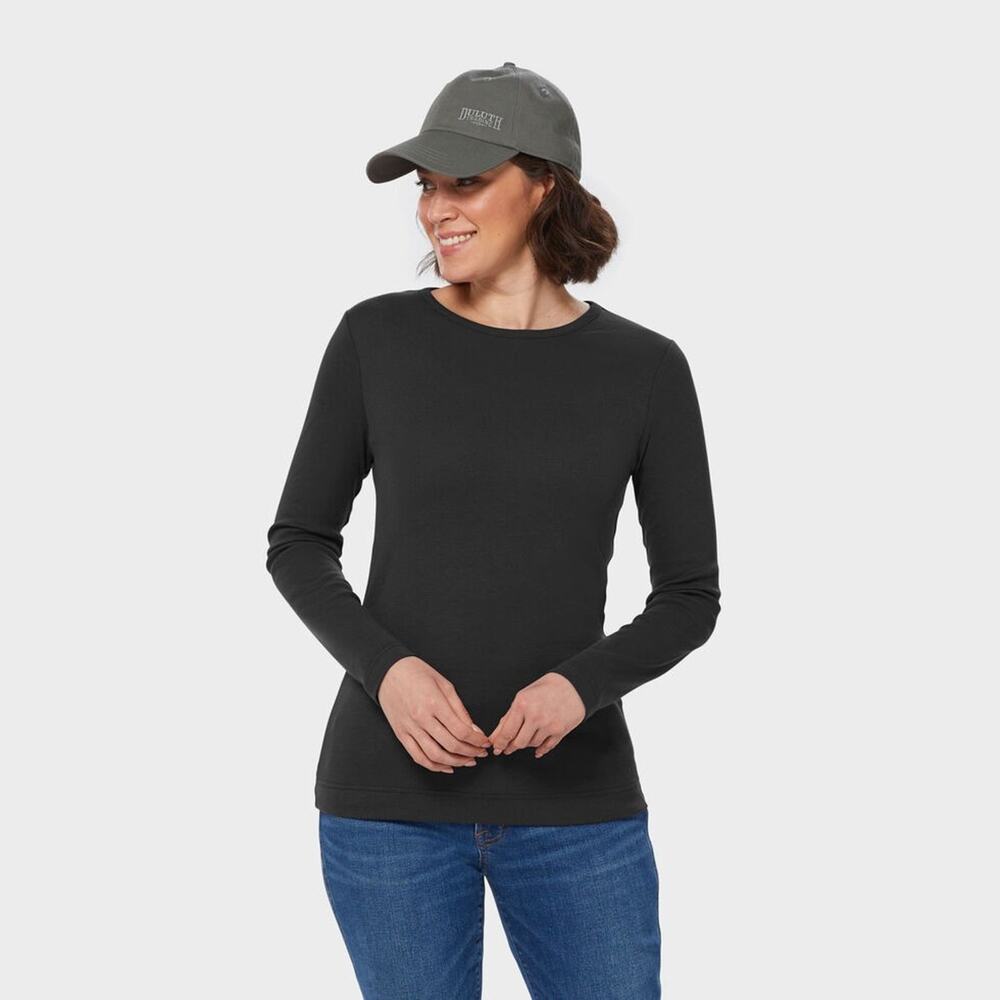 DULUTH TRADING CO Womens XL Black Longtail T Long Sleeve Crew